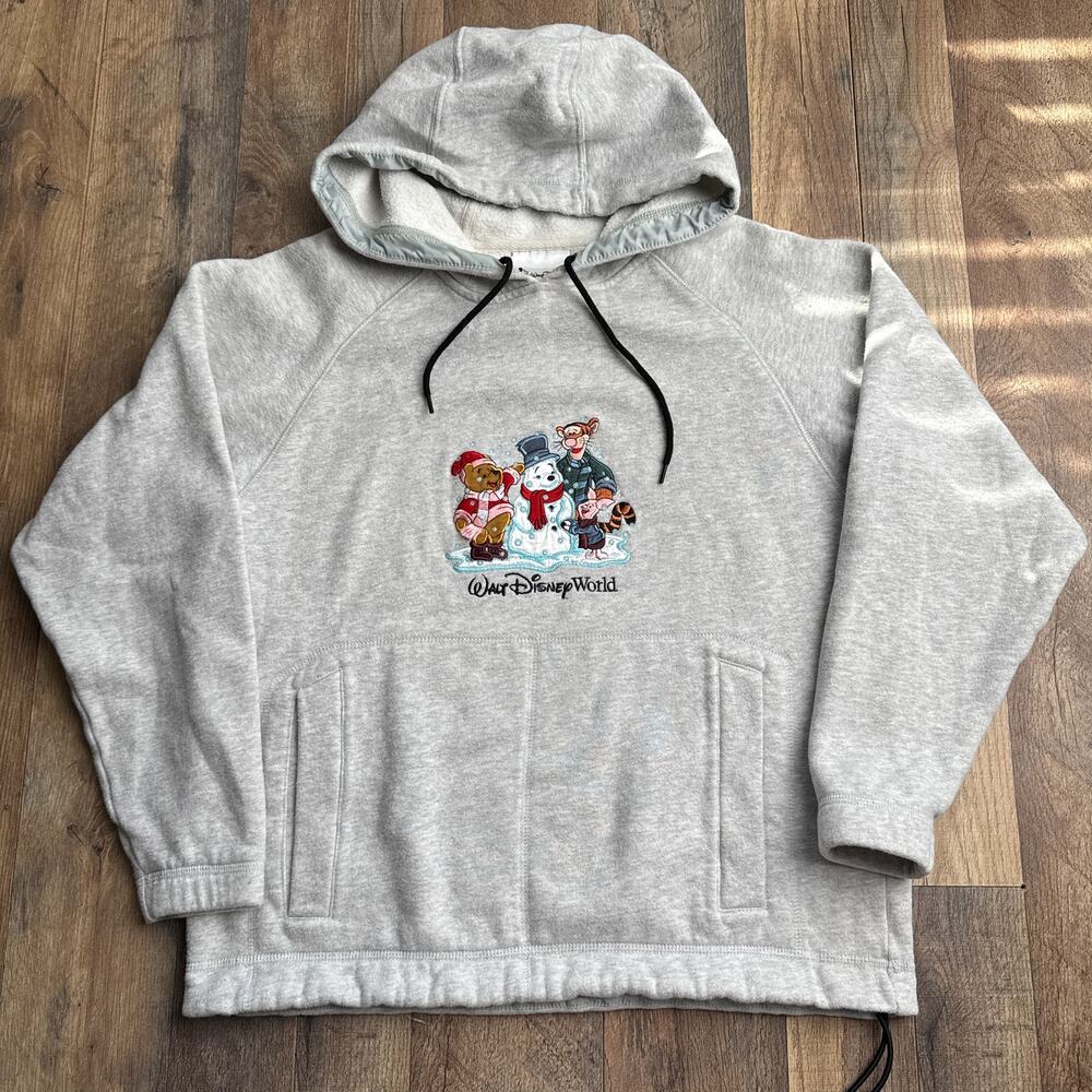 Vintage 90s Disney Hoodie Women's‎ Small Gray Winnie The Pooh Embroidered 6236
